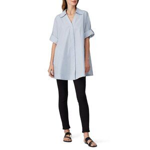 Co Light Blue Rolled Sleeve Button Down Collared Shirt Women's Size Medium M